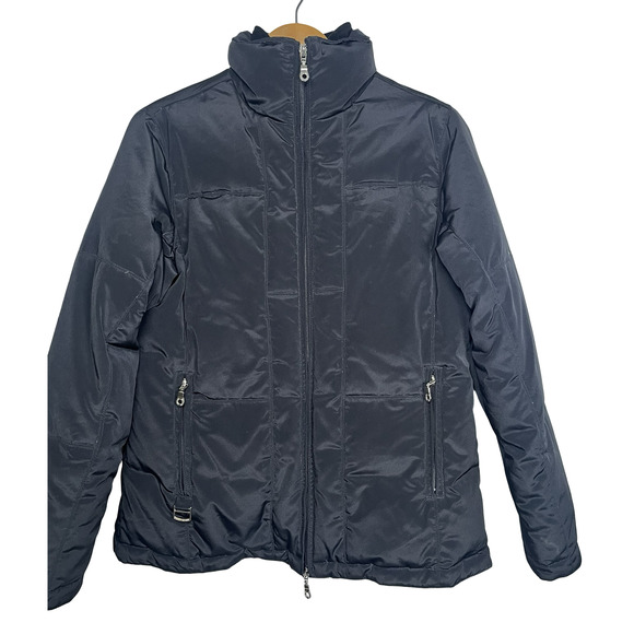 Larry Levine Down Jacket Womens Small Black Puffer Fleece Lined Zip Coat - Picture 2 of 15